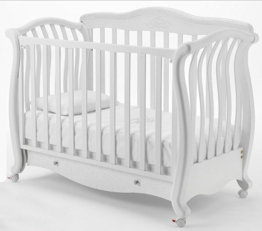 Кроватка Baby Italia  Andrea VIP Lux Glitter WHITE (белая)